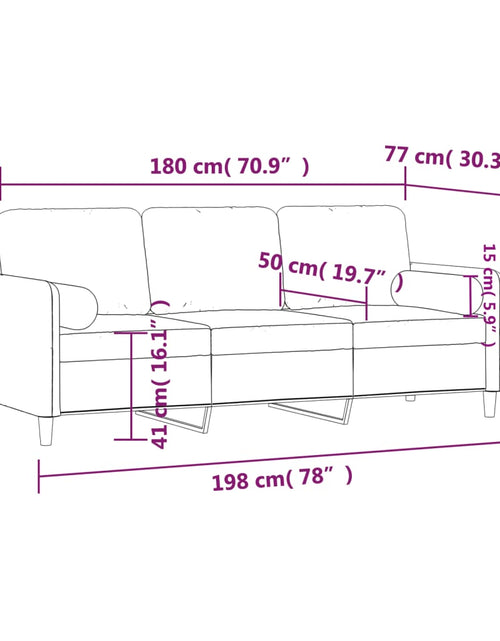 Загрузите изображение в средство просмотра галереи, Canapea cu 3 locuri cu pernuțe, galben, 180 cm, catifea
