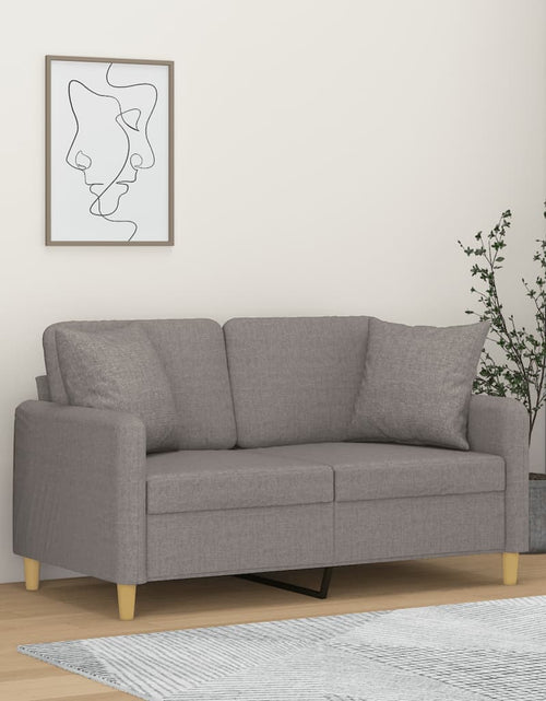 Încărcați imaginea în vizualizatorul Galerie, Canapea cu 2 locuri cu pernuțe, gri deschis, 120 cm, textil
