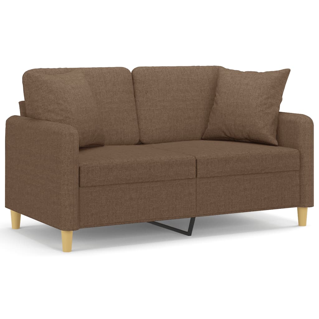 Canapea cu 2 locuri cu pernuțe, maro, 120 cm, textil