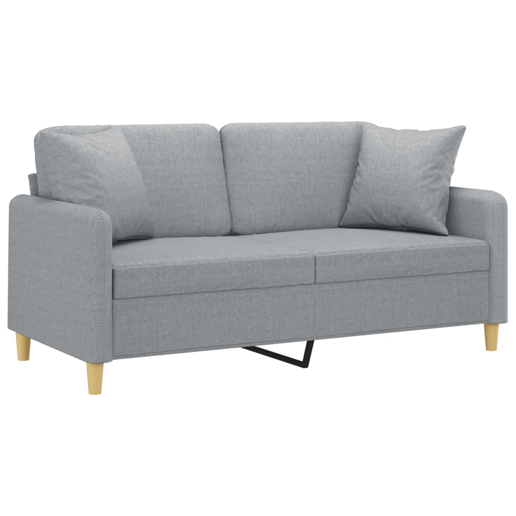 Canapea cu 2 locuri cu pernuțe, gri deschis, 140 cm, textil