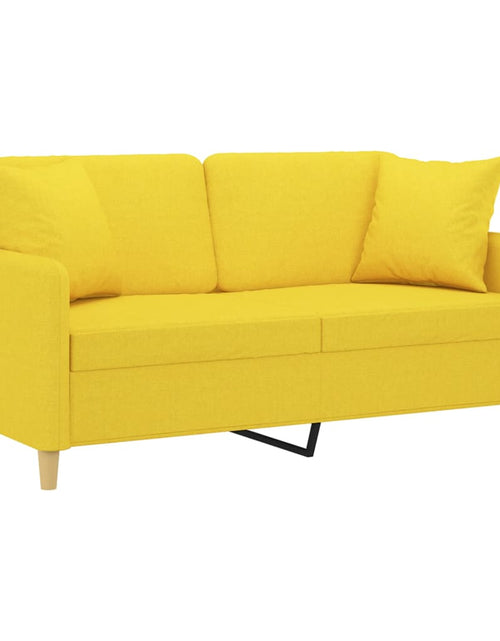 Încărcați imaginea în vizualizatorul Galerie, Canapea cu 2 locuri cu pernuțe, galben deschis, 140 cm, textil
