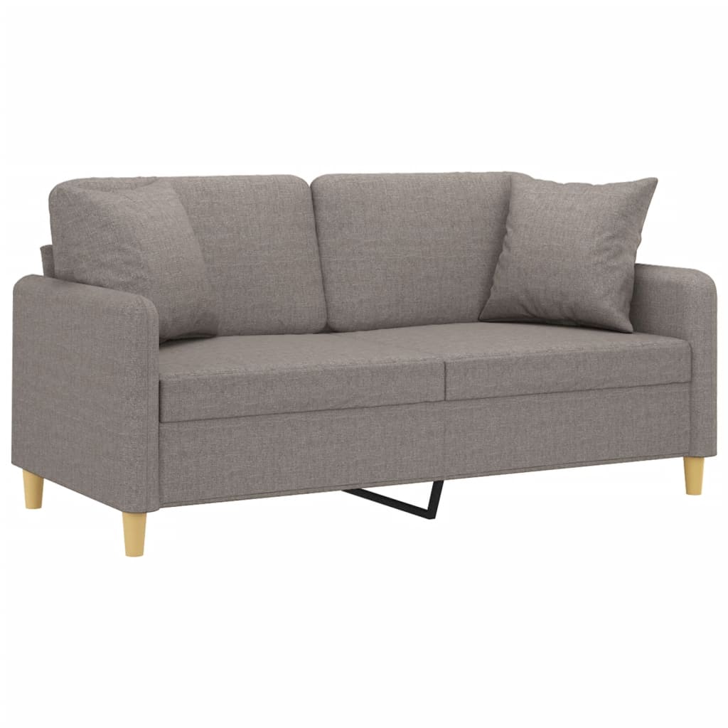 Canapea cu 2 locuri cu pernuțe, gri taupe, 140 cm, textil