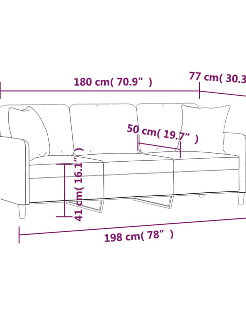 Încărcați imaginea în vizualizatorul Galerie, Canapea cu 3 locuri cu pernuțe, crem, 180 cm, textil
