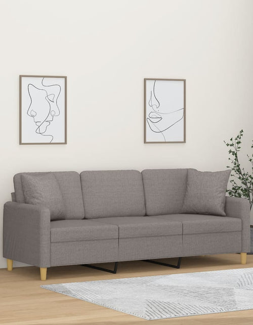 Încărcați imaginea în vizualizatorul Galerie, Canapea cu 3 locuri cu pernuțe, gri taupe, 180 cm, textil
