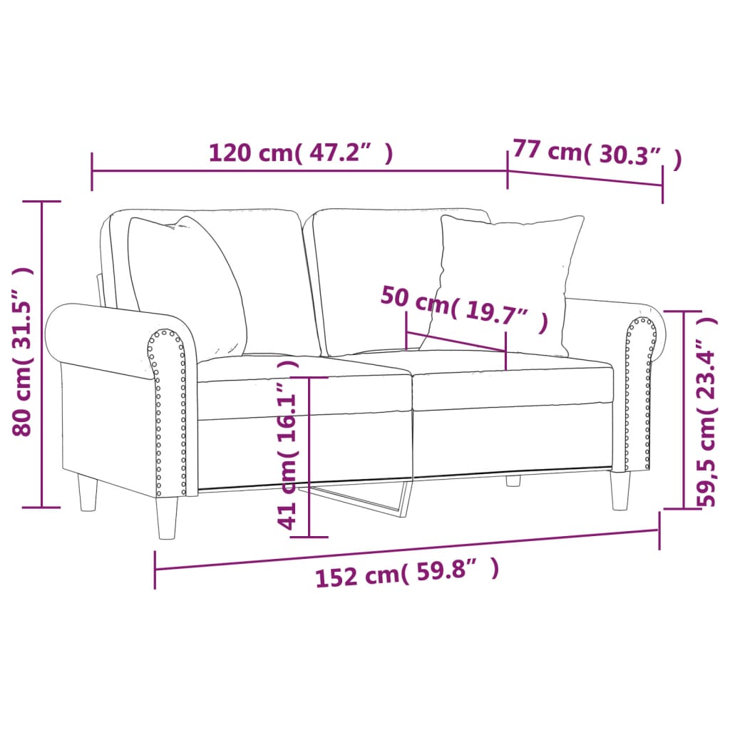 Canapea cu 2 locuri cu pernuțe, roșu vin 120 cm piele ecologică