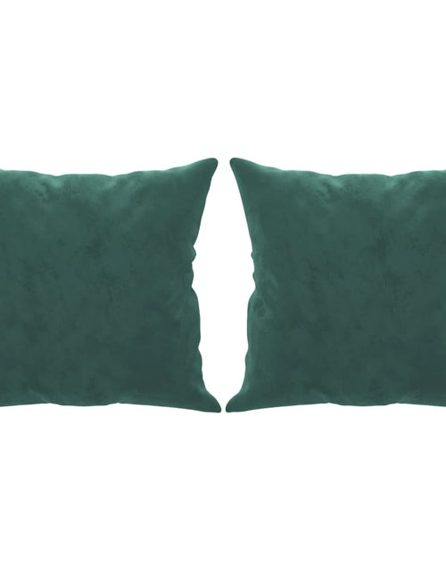 Încărcați imaginea în vizualizatorul Galerie, Canapea cu 2 locuri cu pernuțe, verde închis, 120 cm, catifea
