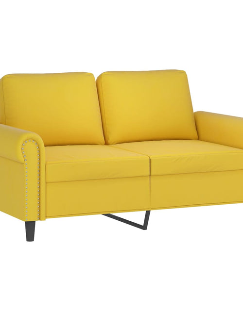 Încărcați imaginea în vizualizatorul Galerie, Canapea cu 2 locuri cu pernuțe, galben, 120 cm, catifea
