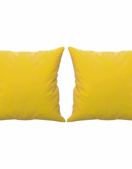 Încărcați imaginea în vizualizatorul Galerie, Canapea cu 2 locuri cu pernuțe, galben, 140 cm, catifea
