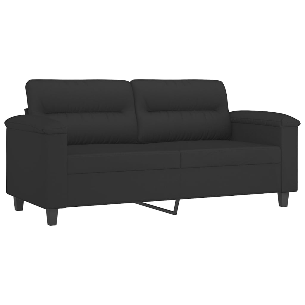 Canapea cu 2 locuri, cu perne, negru, 140 cm, microfibră