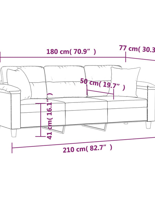 Încărcați imaginea în vizualizatorul Galerie, Canapea cu 3 locuri și perne, gri taupe, 180 cm, microfibră
