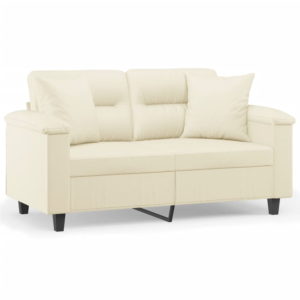 Canapea cu 2 locuri cu pernuțe, crem, 120 cm, piele ecologică