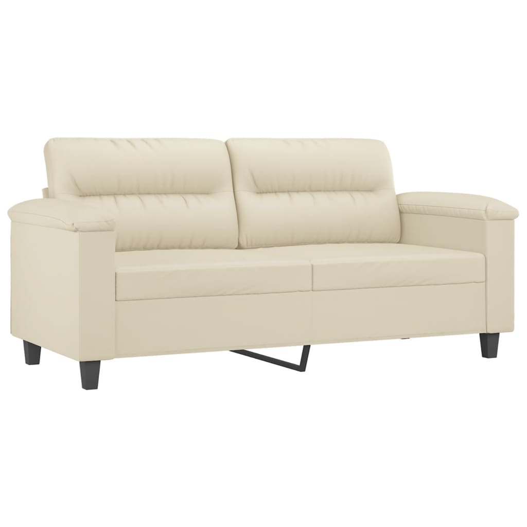 Canapea cu 2 locuri cu pernuțe, crem, 140 cm, piele ecologică
