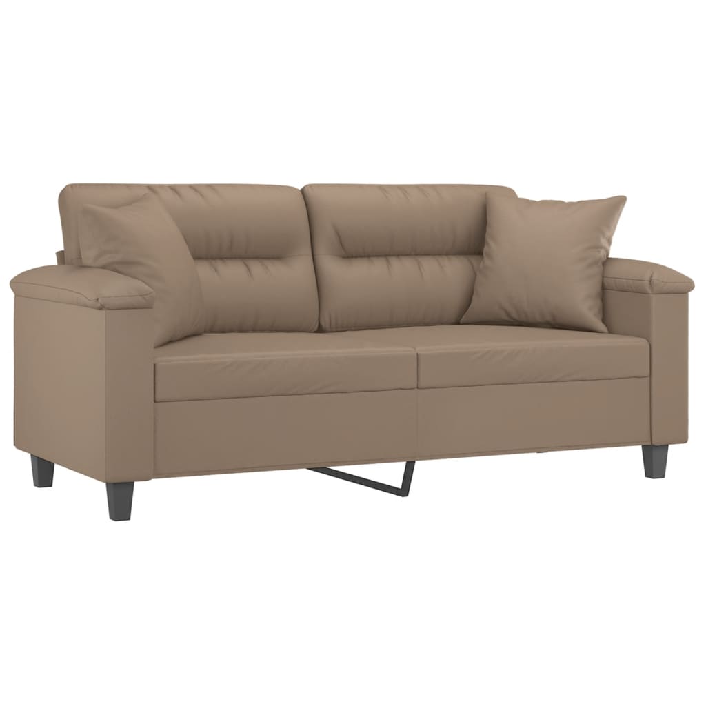 Canapea cu 2 locuri cu pernuțe, cappuccino, 140 cm, piele eco.
