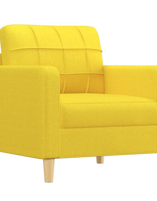 Încărcați imaginea în vizualizatorul Galerie, Fotoliu canapea cu taburet, galben deschis, 60 cm, textil
