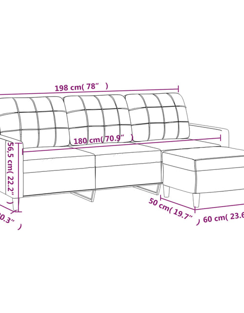 Încărcați imaginea în vizualizatorul Galerie, Canapea cu 3 locuri cu taburet, maro, 180 cm, material textil

