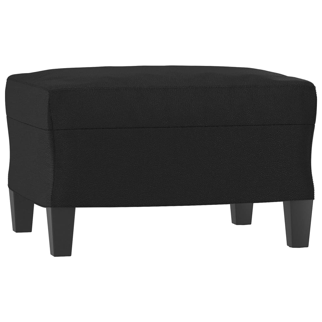 Fotoliu canapea cu taburet, negru, 60 cm, piele ecologică