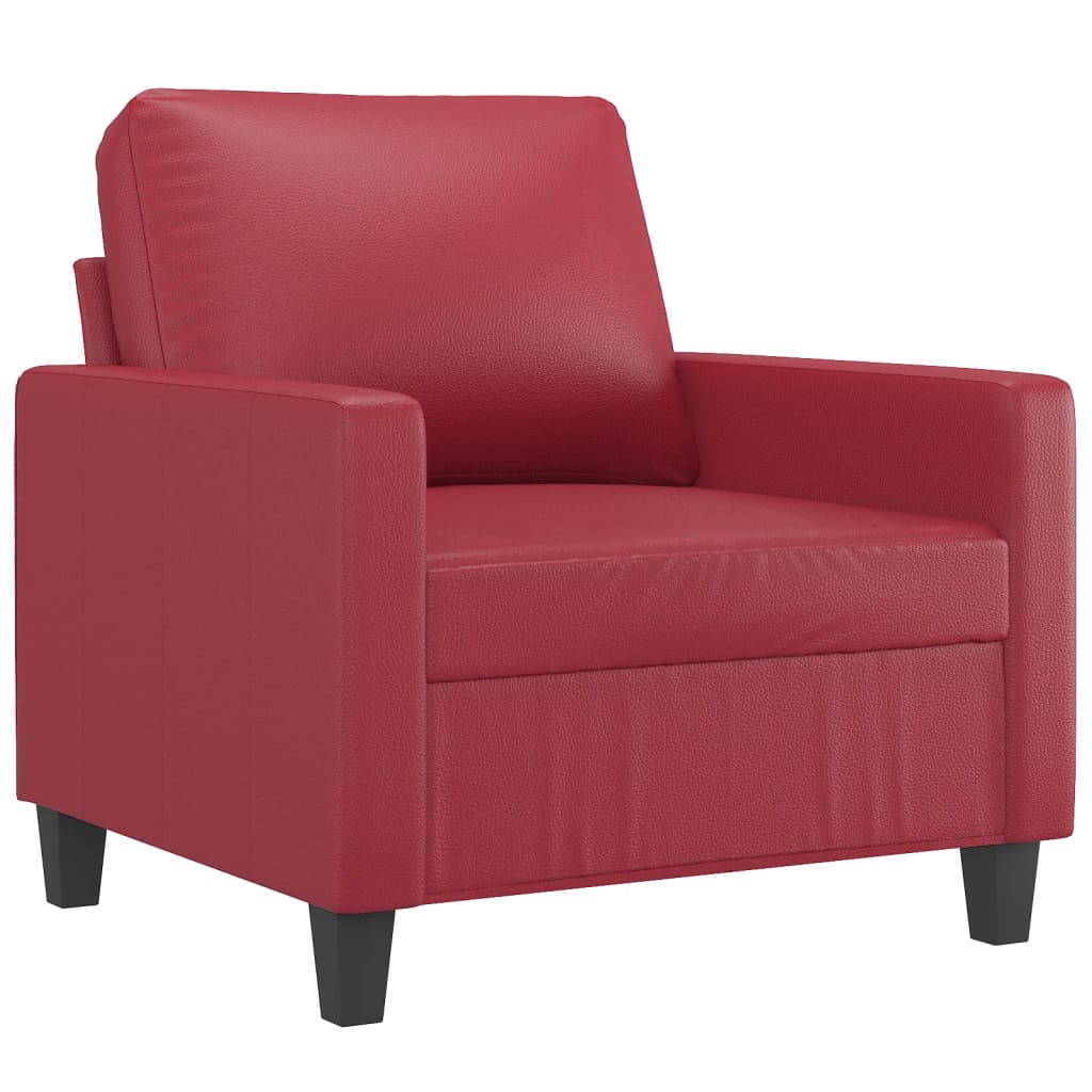 Fotoliu canapea cu taburet, roșu vin, 60 cm, piele ecologică