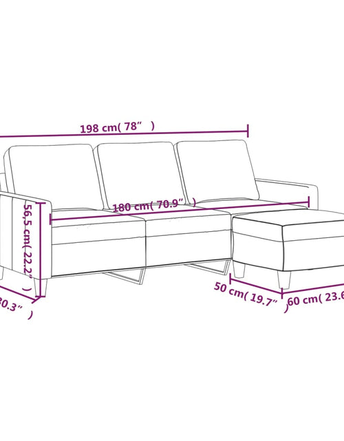 Încărcați imaginea în vizualizatorul Galerie, Canapea cu 3 locuri / taburet cappuccino 180 cm piele ecologică
