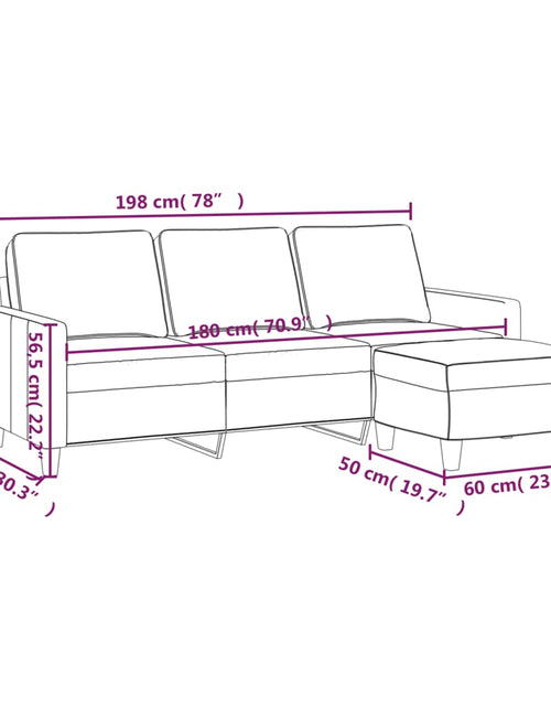 Încărcați imaginea în vizualizatorul Galerie, Canapea cu 3 locuri cu taburet, crem, 180 cm, material textil
