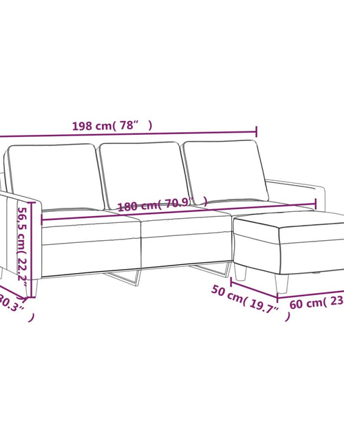 Încărcați imaginea în vizualizatorul Galerie, Canapea cu 3 locuri cu taburet, maro, 180 cm, material textil
