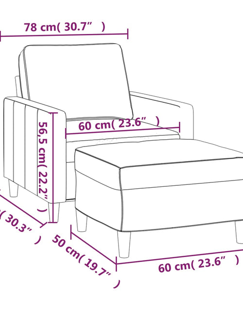 Загрузите изображение в средство просмотра галереи, Fotoliu canapea cu taburet, gri închis, 60 cm, catifea
