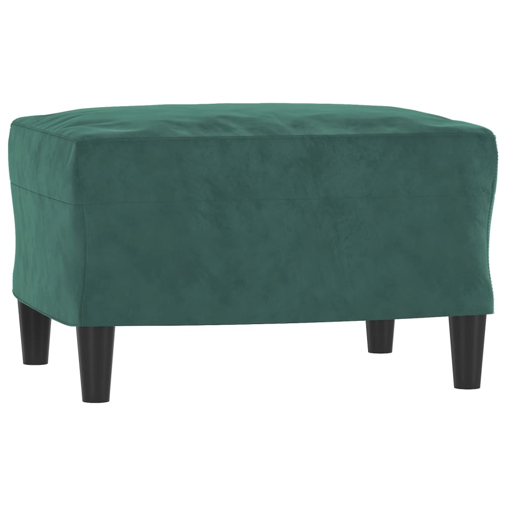 Fotoliu canapea cu taburet, verde închis, 60 cm, catifea