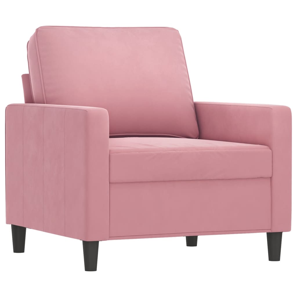 Fotoliu canapea cu taburet, roz, 60 cm, catifea