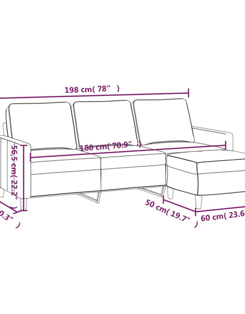 Загрузите изображение в средство просмотра галереи, Canapea cu 3 locuri și taburet, negru, 180 cm, catifea
