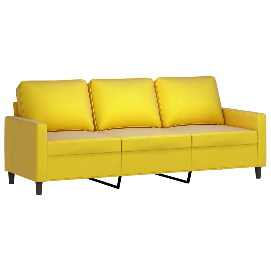 Canapea cu 3 locuri și taburet, galben, 180 cm, catifea