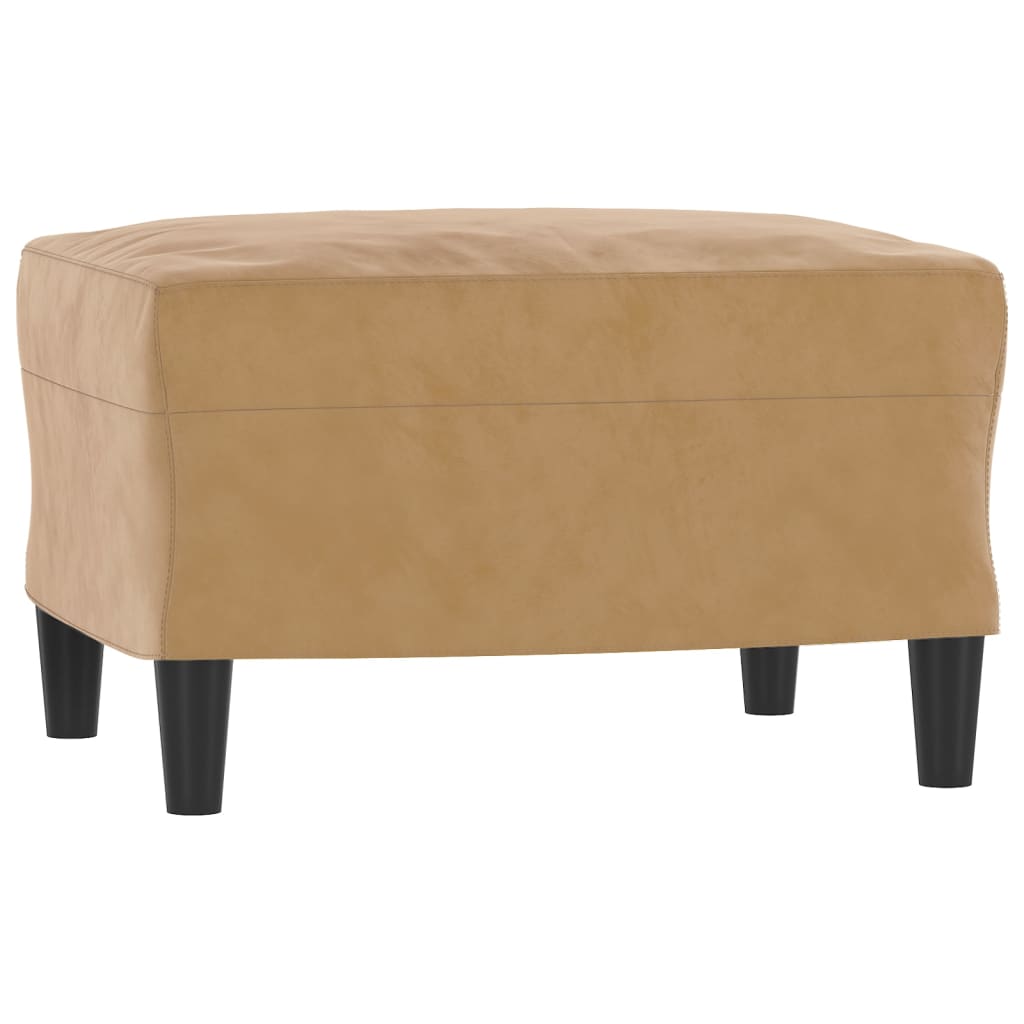Canapea cu 3 locuri și taburet, maro, 180 cm, catifea