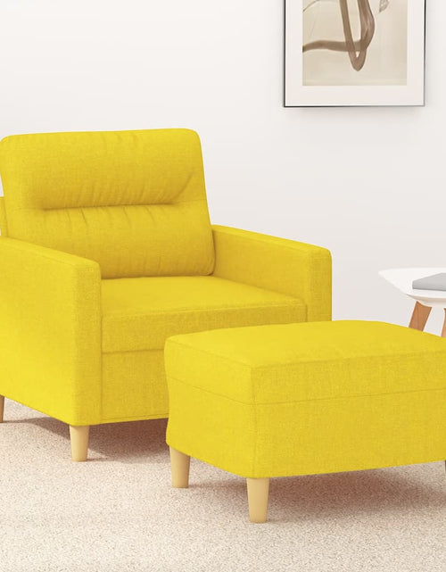 Încărcați imaginea în vizualizatorul Galerie, Fotoliu canapea cu taburet, galben deschis, 60 cm, textil
