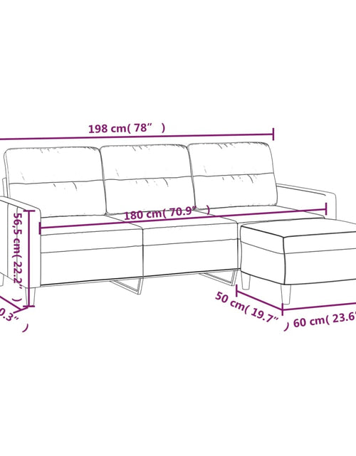 Загрузите изображение в средство просмотра галереи, Canapea cu 3 locuri cu taburet, maro, 180 cm, material textil

