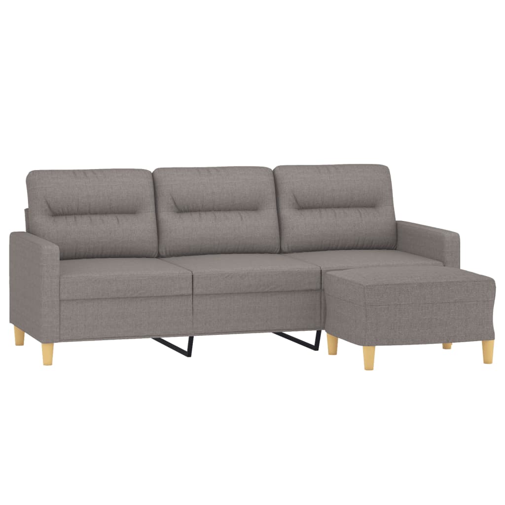 Canapea cu 3 locuri și taburet, taupe, 180 cm, material textil