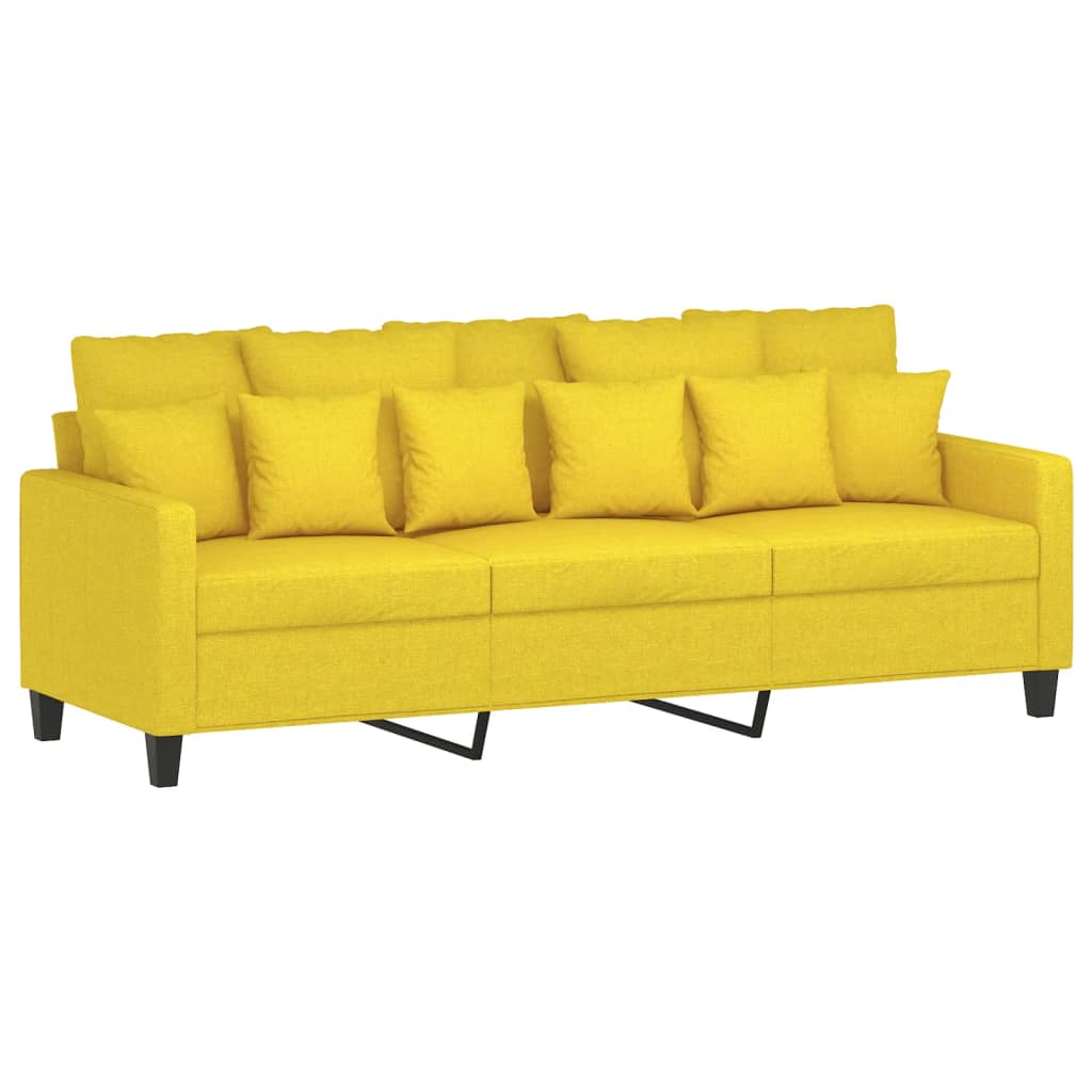 Canapea cu 3 locuri și taburet, galben deschis, 180 cm, textil
