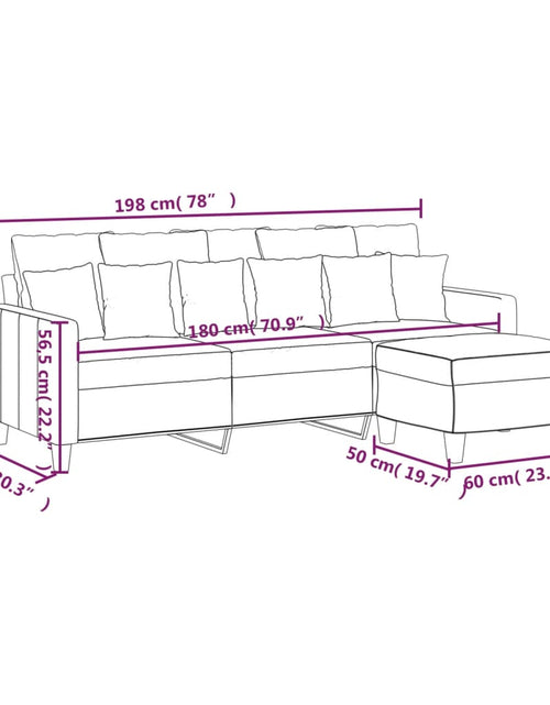 Загрузите изображение в средство просмотра галереи, Canapea cu 3 locuri și taburet, taupe, 180 cm, material textil
