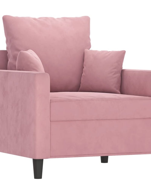 Încărcați imaginea în vizualizatorul Galerie, Fotoliu canapea cu taburet, roz, 60 cm, catifea

