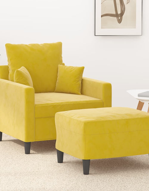 Încărcați imaginea în vizualizatorul Galerie, Fotoliu canapea cu taburet, galben, 60 cm, catifea

