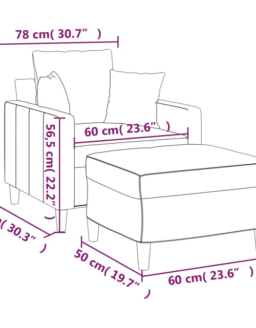 Загрузите изображение в средство просмотра галереи, Fotoliu canapea cu taburet, maro, 60 cm, catifea

