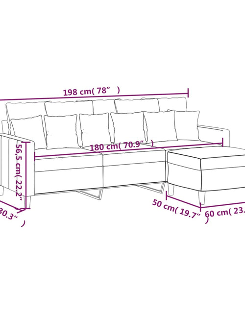 Загрузите изображение в средство просмотра галереи, Canapea cu 3 locuri și taburet, maro, 180 cm, catifea

