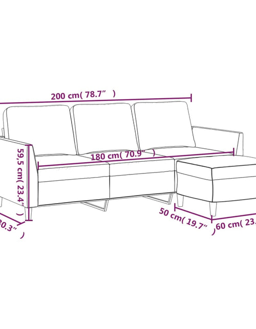 Încărcați imaginea în vizualizatorul Galerie, Canapea cu 3 locuri / taburet cappuccino 180 cm piele ecologică
