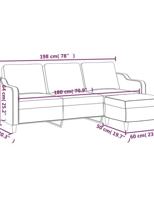 Загрузите изображение в средство просмотра галереи, Canapea cu 3 locuri și taburet, gri deschis, 180 cm, textil
