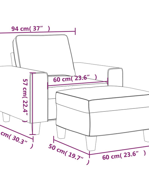 Încărcați imaginea în vizualizatorul Galerie, Fotoliu canapea cu taburet, maro, 60 cm, material textil
