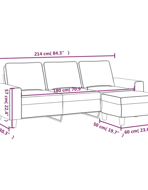 Загрузите изображение в средство просмотра галереи, Canapea cu 3 locuri cu taburet, maro, 180 cm, material textil

