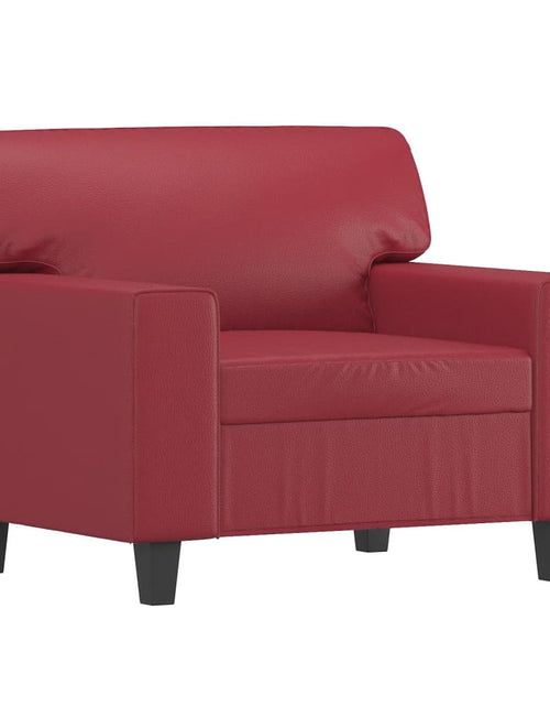 Încărcați imaginea în vizualizatorul Galerie, Fotoliu canapea cu taburet, roșu vin, 60 cm, piele ecologică
