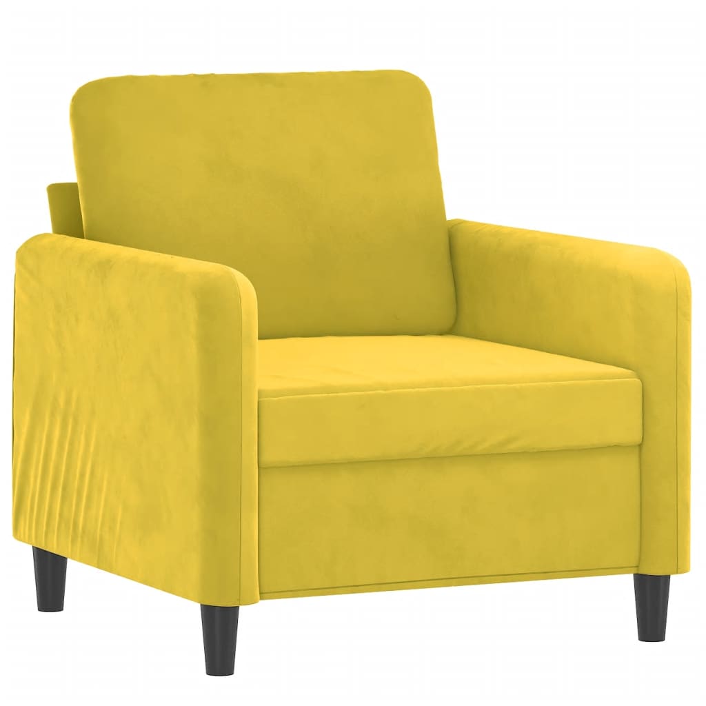 Fotoliu canapea cu taburet, galben, 60 cm, catifea