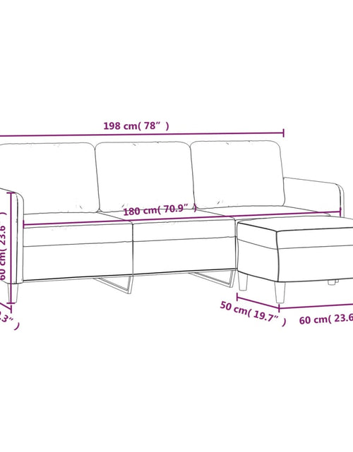 Загрузите изображение в средство просмотра галереи, Canapea cu 3 locuri și taburet, gri închis, 180 cm, catifea
