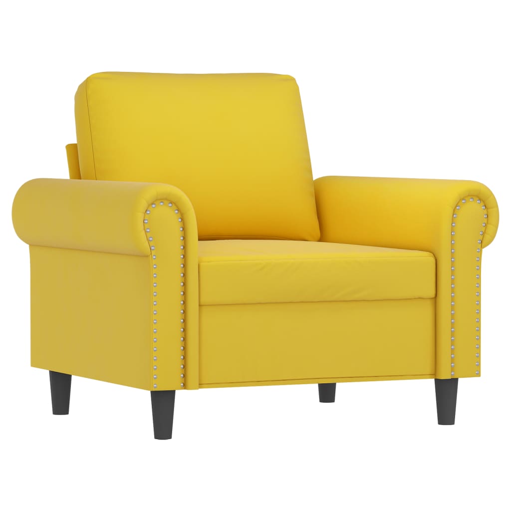 Fotoliu canapea cu taburet, galben, 60 cm, catifea