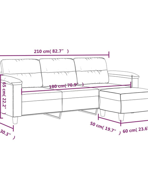 Загрузите изображение в средство просмотра галереи, Canapea cu 3 locuri și taburet, gri închis, 180 cm, microfibră
