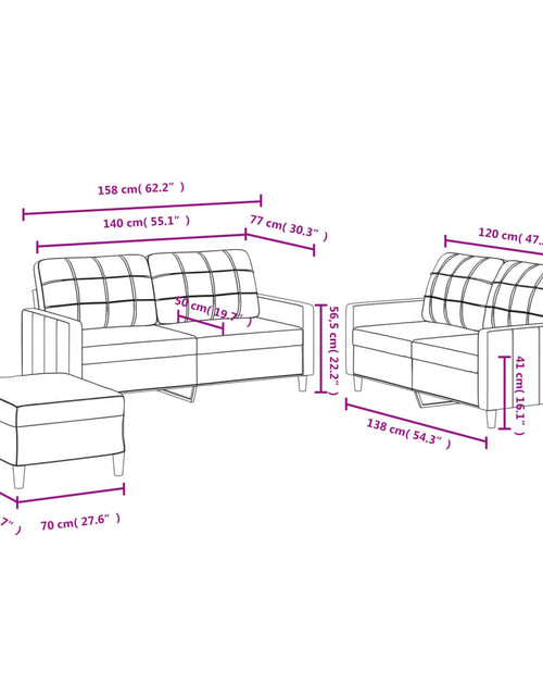 Încărcați imaginea în vizualizatorul Galerie, Set de canapele cu perne, 3 piese, gri deschis, textil
