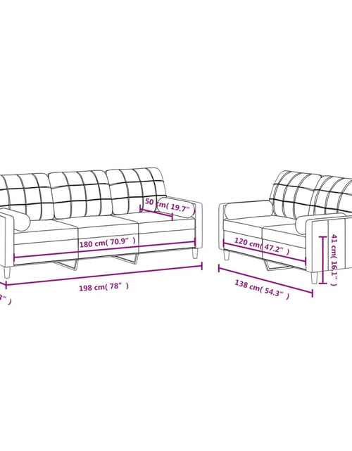 Încărcați imaginea în vizualizatorul Galerie, Set de canapele cu perne, 2 piese, maro, textil
